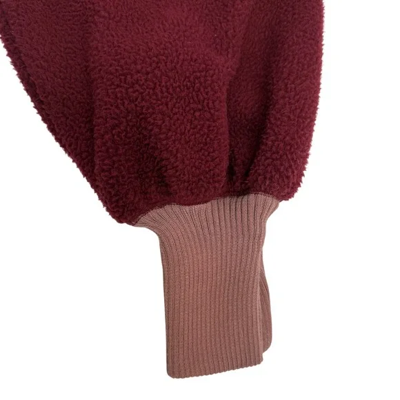 We The Free Cozy Camden Sweatshirt Fuzzy Fleece Mulberries Balloon Sleeve XS - Picture 5 of 8